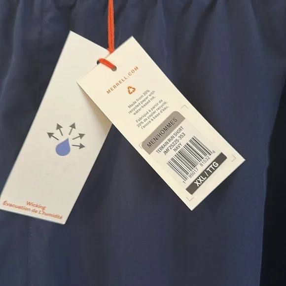 NWT Men’s Navy Blue Merrell Terrain Run Shorts Wicking Size XXL - Picture 4 of 9